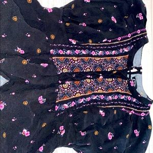 black floral shirt cross stitch pattern on front